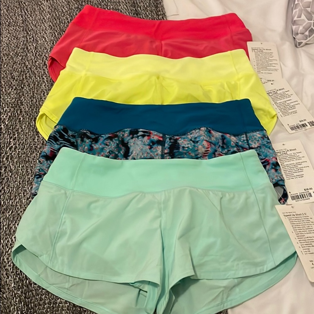Lululemon Speed up short 2.5 lined brand new. Mint green and pink are sold